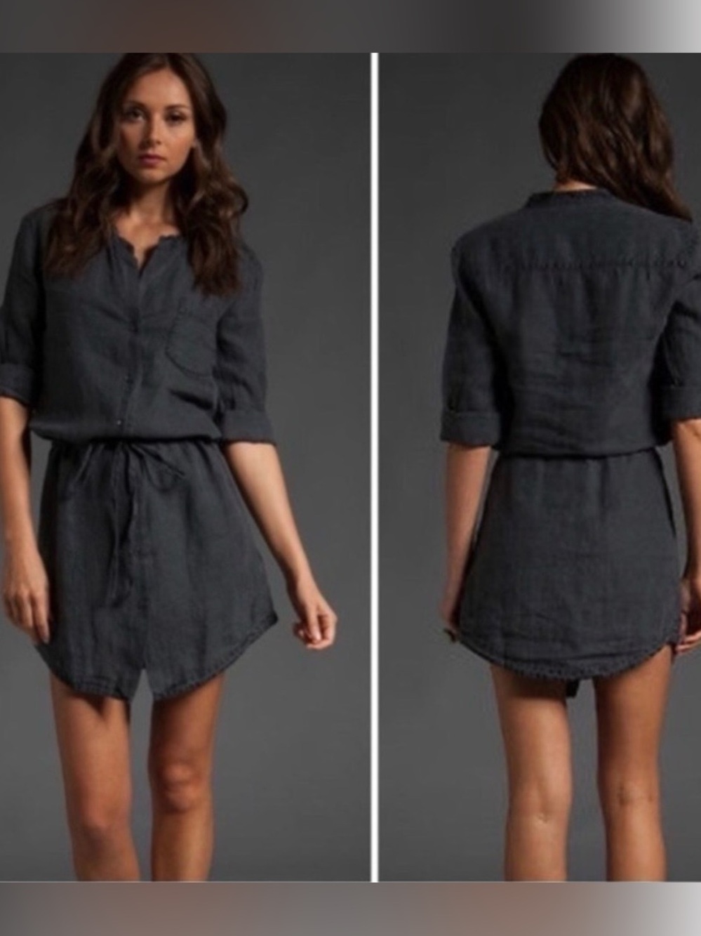 James Perse Navy Blue Button Up Shirt Dress Size 2